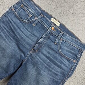 Madwell Slim Straight Jeans Womens 32 Blue High Rise Dark Wash Denim